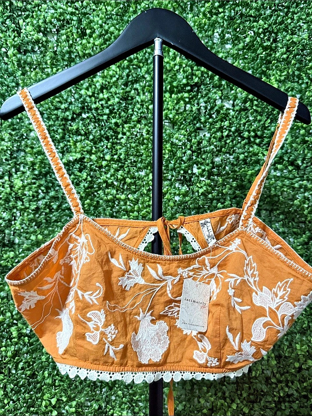 NWT Free People Good Graces crop top (small) orange and white embroidered floral
